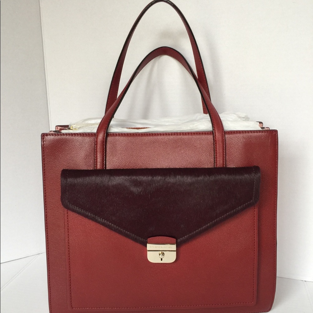 NEW KATE SPADE Carryall with Calf Fur